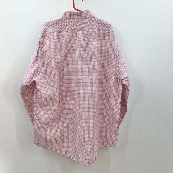 Mens Baird McNutt Irish Linen Button Down Shirt 17/35 Red Plaid Preppy Old Money - Picture 2 of 11
